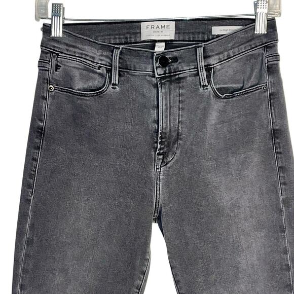 FRAME Le High Skinny Raw Hem Jeans in Dartmouth Wash Size 27 - Picture 2 of 8